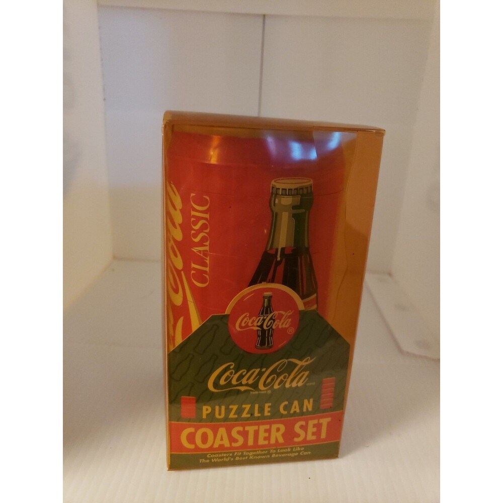 Coca Cola Puzzle Can Coaster Set Vintage Set of 6 Coasters 1995